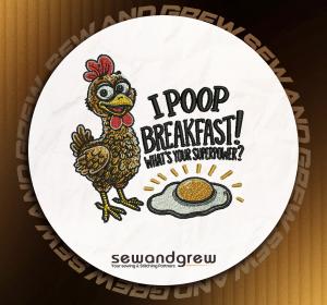 Breakfast Hen Embroidery Design