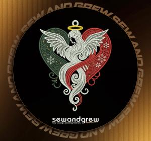 Christmas Angel Heart Embroidery design