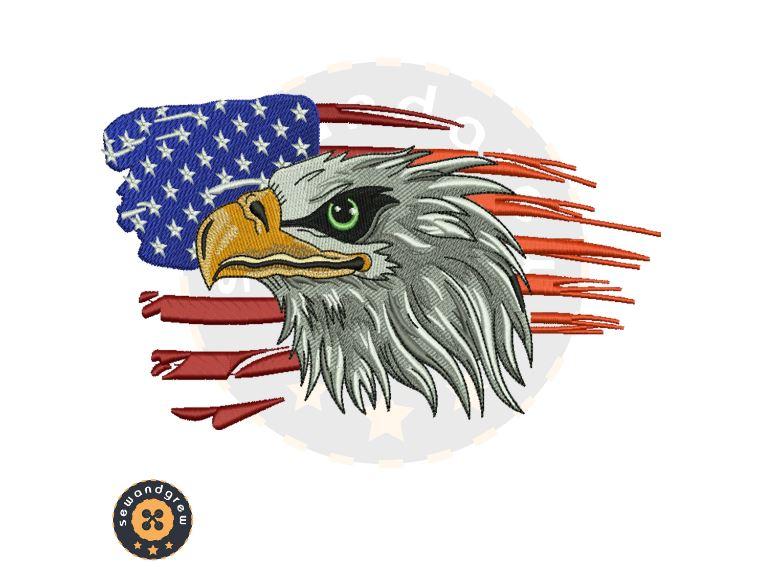 American Eagle Flag Embroidery Design