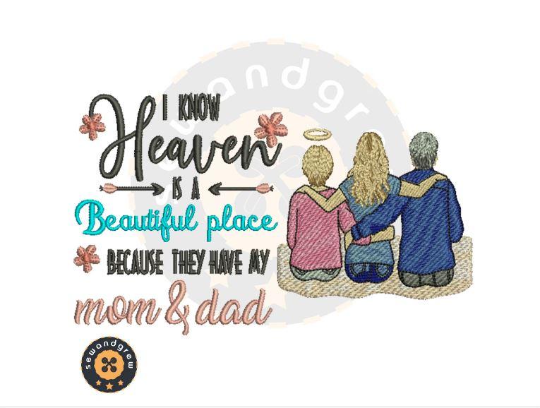 Mom and Dad in heaven 5 inch Embroidery Design