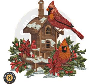 Winter Cardinals Embroidery Design