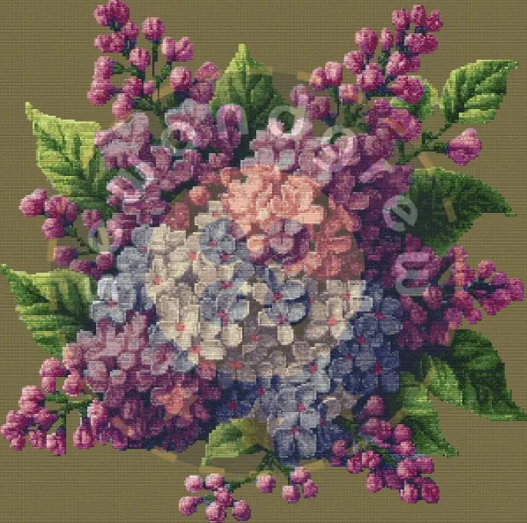 Lilacs Flower Cross Stitch