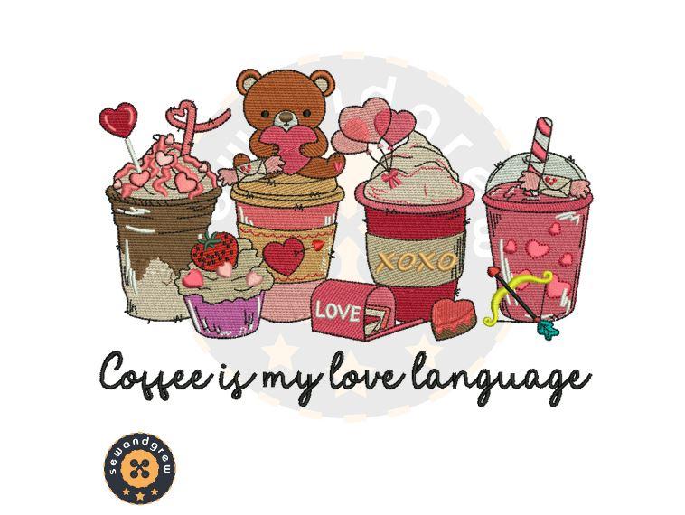 Coffee Is a Love Language Embroidery Design