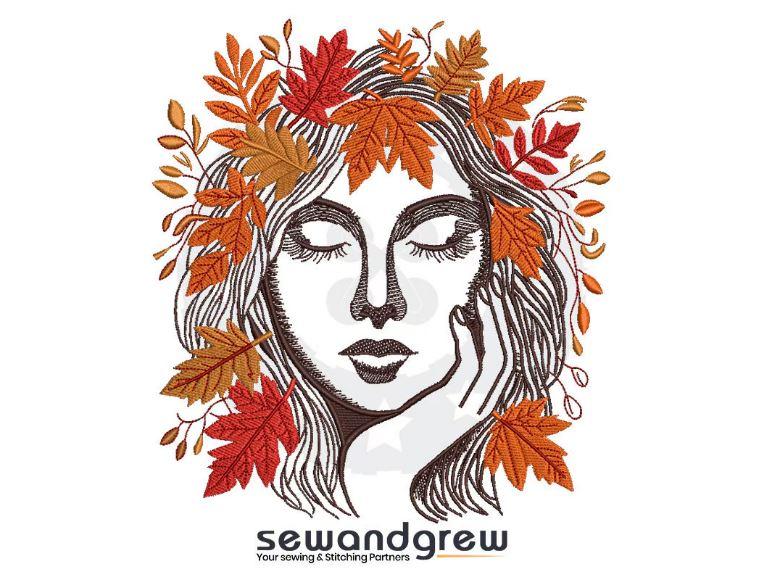 Autumn Girl Embroidery Design