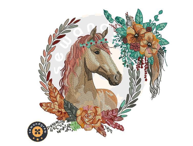 Decorative horse Embroidery Design