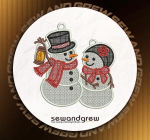 Mr and Mrs Snowman FSL Embroidery design