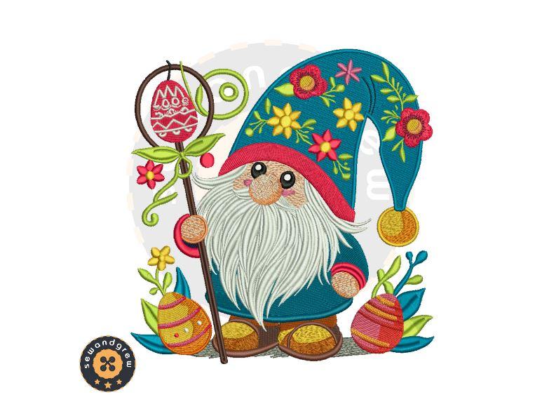 Cute Easter Gnome Embroidery Design