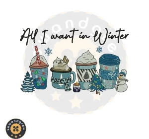 Winter Coffee Embroidery Design