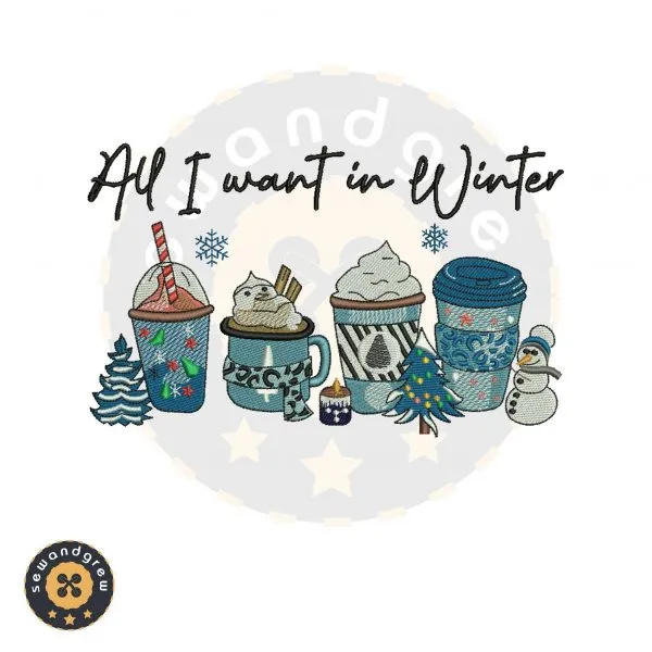 Winter Coffee Embroidery Design