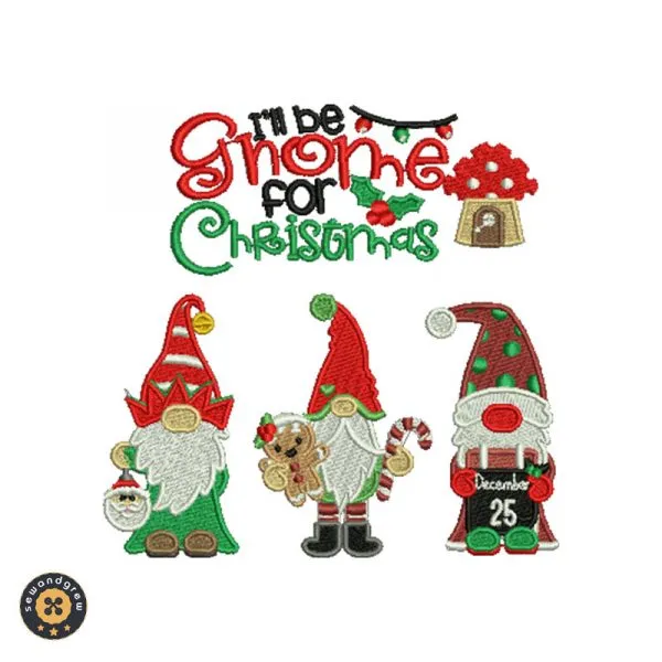 Christmas Gnome Candy Embroidery Design