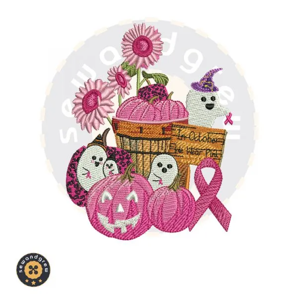 Halloween Cancer Embroidery Design