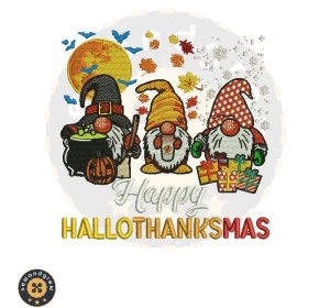 Happy HalloThanksMas Embroidery Design