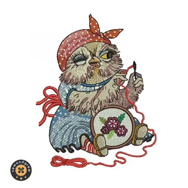 Old Owl Embroidery Design