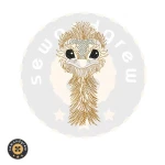 Yellow Ostrich Embroidery Design