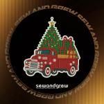 Red Truck Christmas Ornament Embroidery Design