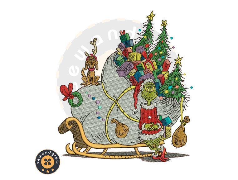 Happy Grinch Embroidery Design
