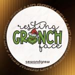 Resting Grinch Face 11 inches Embroidery Design