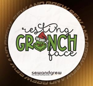Resting Grinch Face 11 inches Embroidery Design
