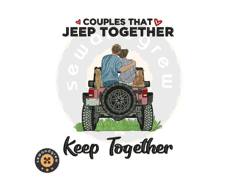 Jeep Together Embroidery Design
