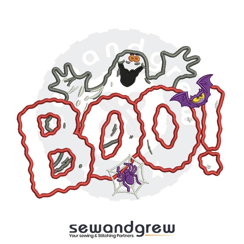 Boo Ghost Aplique Embroidery design