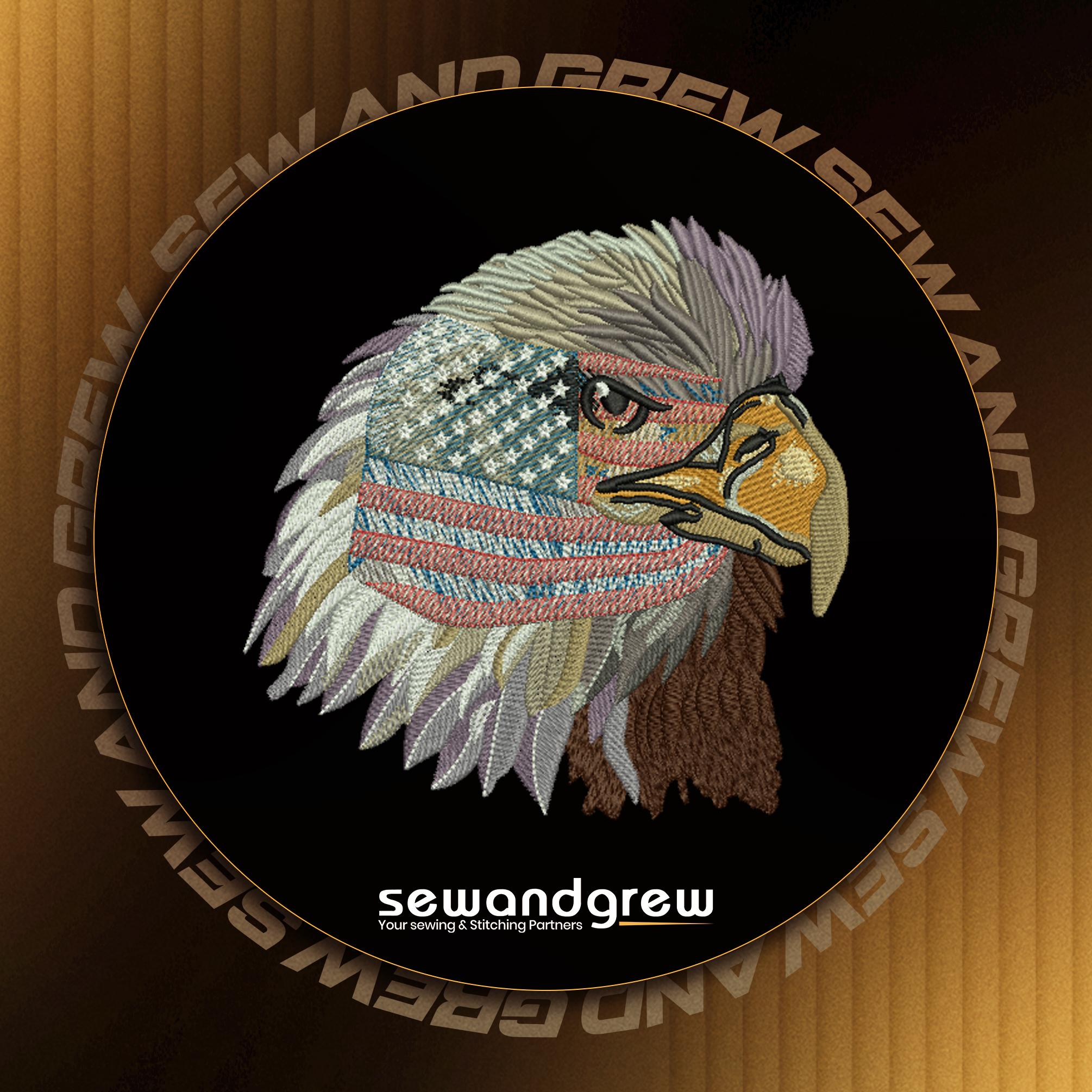 American Eagle Face Embroidery Design