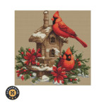 Winter Cardinals Cross-Stitch Design