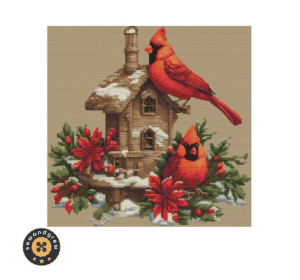 Winter Cardinals Cross-Stitch Design