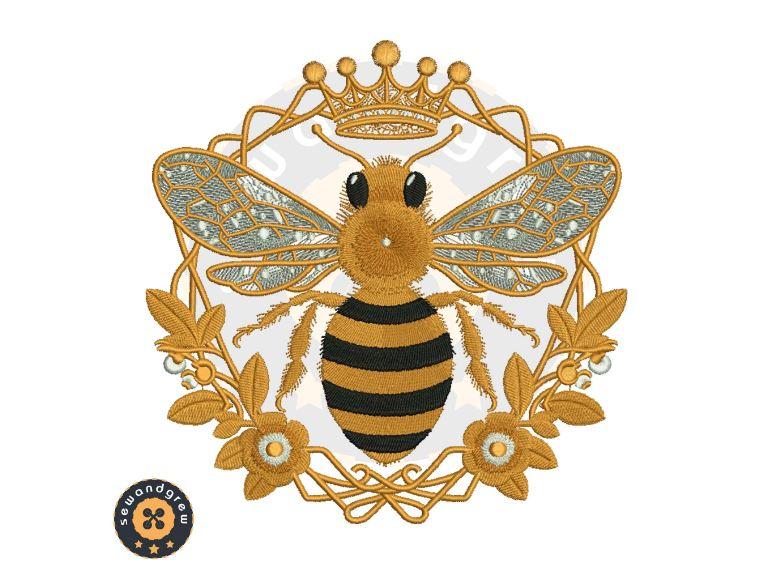 Gold Bee 5 inch Embroidery Design